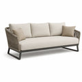 Canape de jardin 3 places en acier et corde PE beige 210 x 85 x 75 cm