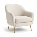 Fauteuil de salon enveloppant en polyester creme 75 x 78 x 82 cm pieds en acier dore