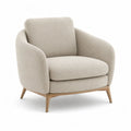 Fauteuil lounge en polyester bouclette beige ecru a accoudoirs arrondis 78 x 82 x 85 cm