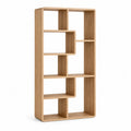 Bibliotheque ouverte asymetrique en MDF finition decor chene naturel 80 x 30 x 180 cm