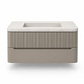 Meuble sous vasque suspendu 80 x 46 x 50 cm en MDF laque taupe avec vasque rectangulaire en ceramique blanche