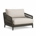 Fauteuil de jardin 1 place 92 x 80 x 78 cm en aluminium et corde PP gris anthracite avec coussins beige