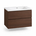 Meuble sous vasque suspendu avec lavabo rectangulaire 80 x 46 x 60 cm MDF melamine brun et blanc
