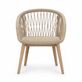 Fauteuil de salon en corde tressee beige et bois massif d'acacia 57 x 60 x 78 cm