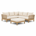 Canape de jardin d'angle 3 pieces avec repose-pieds en acacia massif et corde PE beige 260 x 260 x 78 cm