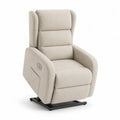 Fauteuil releveur inclinable electrique en polyester beige avec repose-pieds 84 x 92 x 105 cm